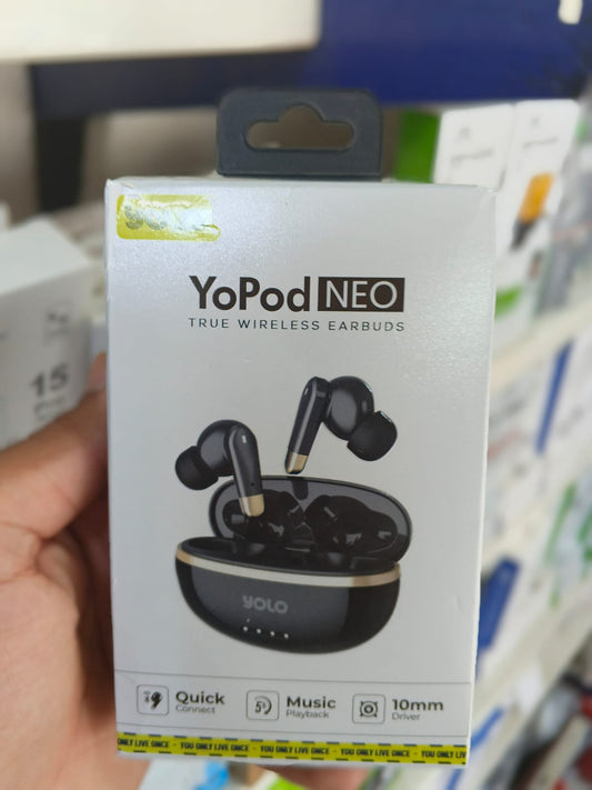 YOLO YoPod NEO True Wireless Earbuds – Quick Connect, 10mm Driver, Bluetooth 5.0