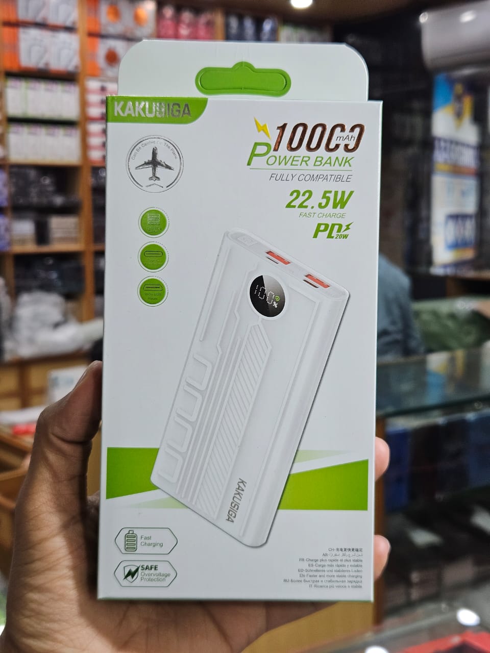 KAKUSIGA 10000mAh Power Bank – 22.5W Fast Charging, PD 20W, Digital Display