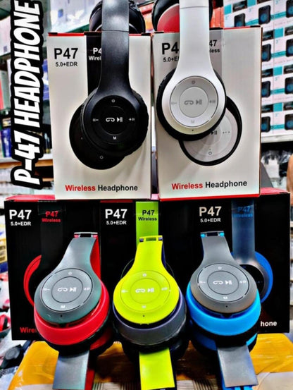 P47 Wireless Bluetooth Headphones (5.0+EDR) – Foldable Design, Available in 5 Colors